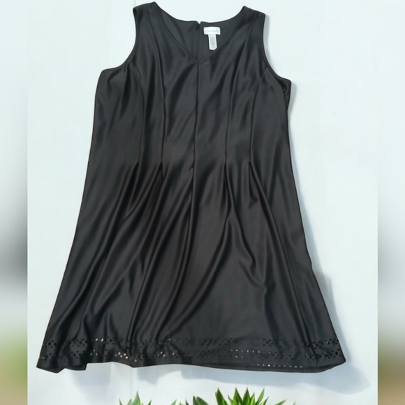 Fit Flare Black Plus Sz 2X Dress Smooth Luxe Church Wedding LBD 22/24W Classic - Picture 3 of 10